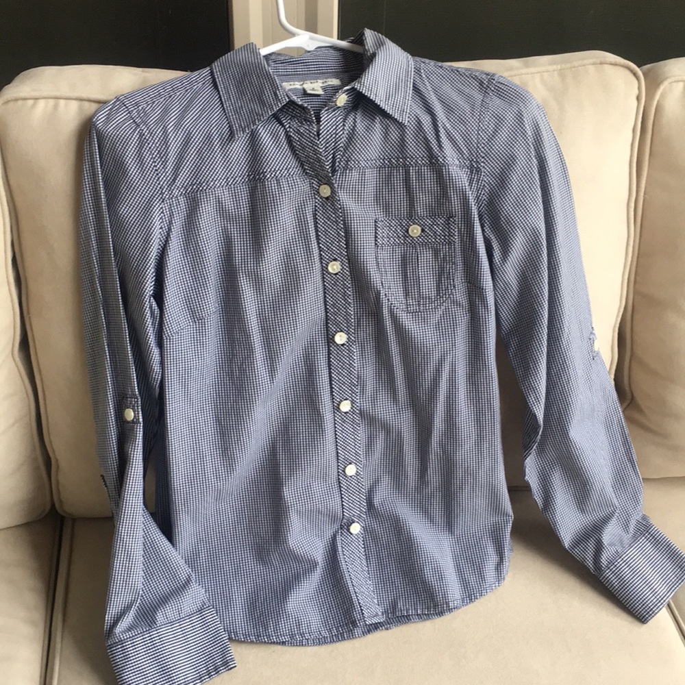 Banana Republic plaid blue/white shirt